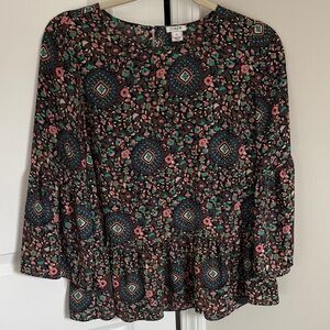 J. Crew Multicolor Peplum Blouse